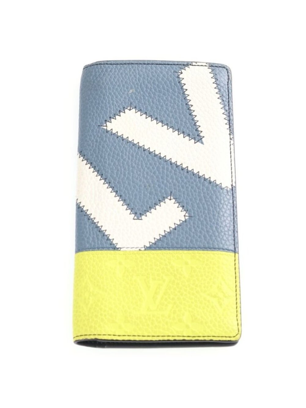 Louis Vuitton Portefeuille Brazza NM Leather Wallet Bifold Blue Yellow